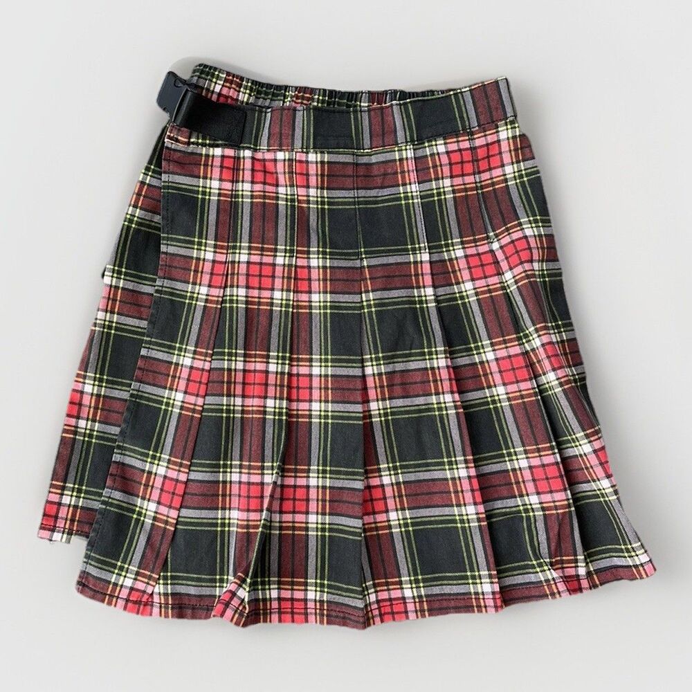 BP Cotton Tartan Plaid Pleated Skirt Size XS Knee Length NWT Emo Goth Skater
